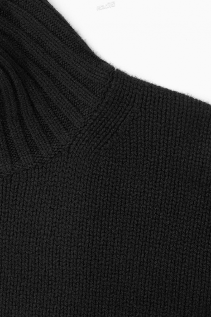 Black COS Chunky Pure Cashmere Turtleneck Sweater Sweaters & Cardigans | 753069-BPI