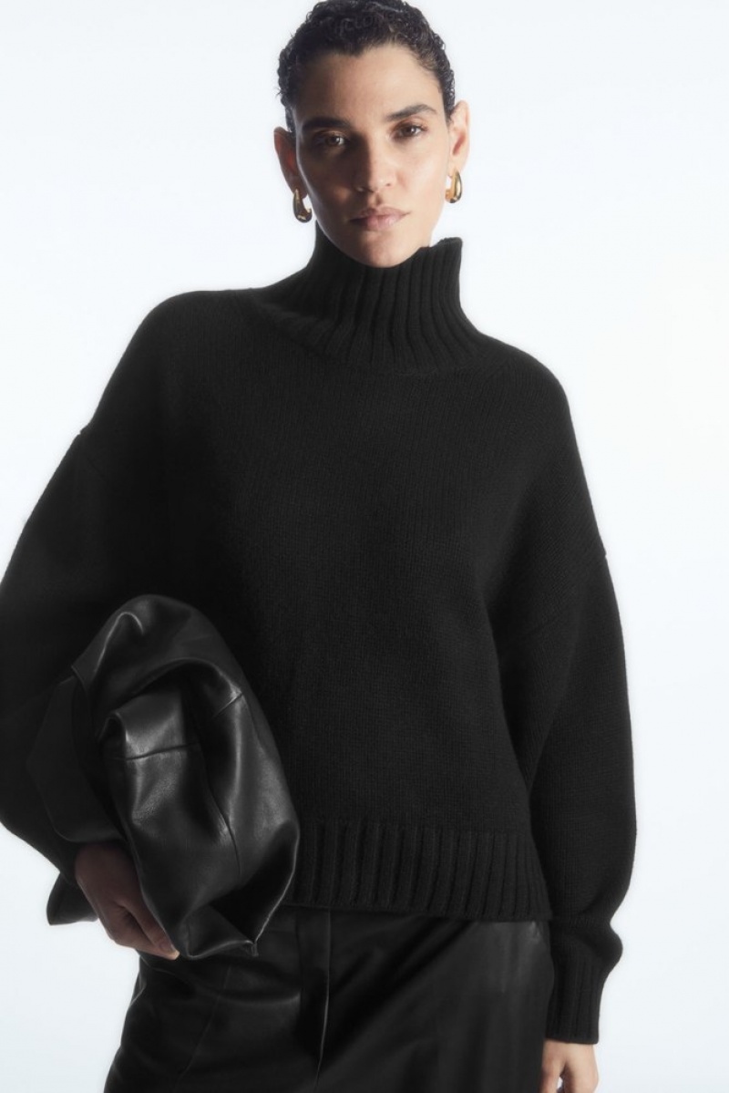 Black COS Chunky Pure Cashmere Turtleneck Sweater Sweaters & Cardigans | 753069-BPI