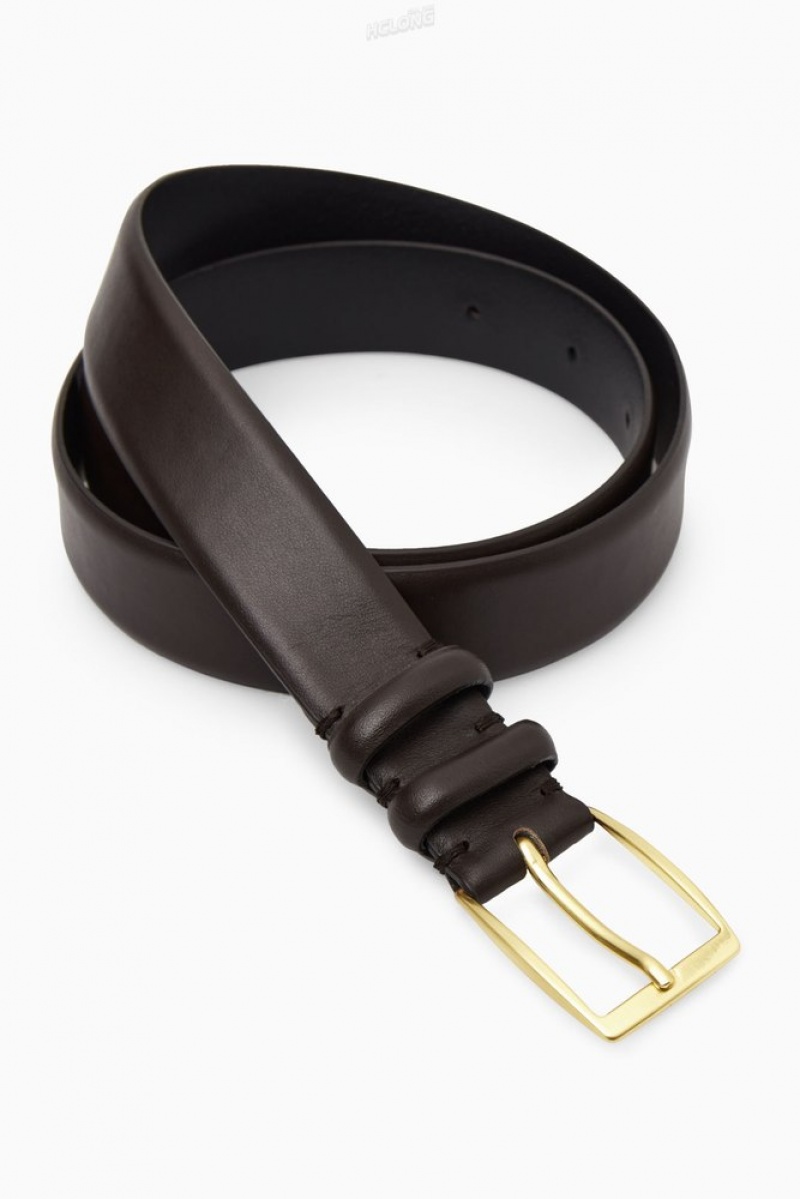 Black COS Classic Leather Belt Belts | 043519-WHK