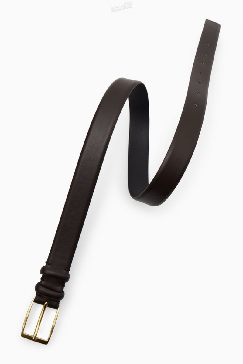 Black COS Classic Leather Belt Belts | 043519-WHK