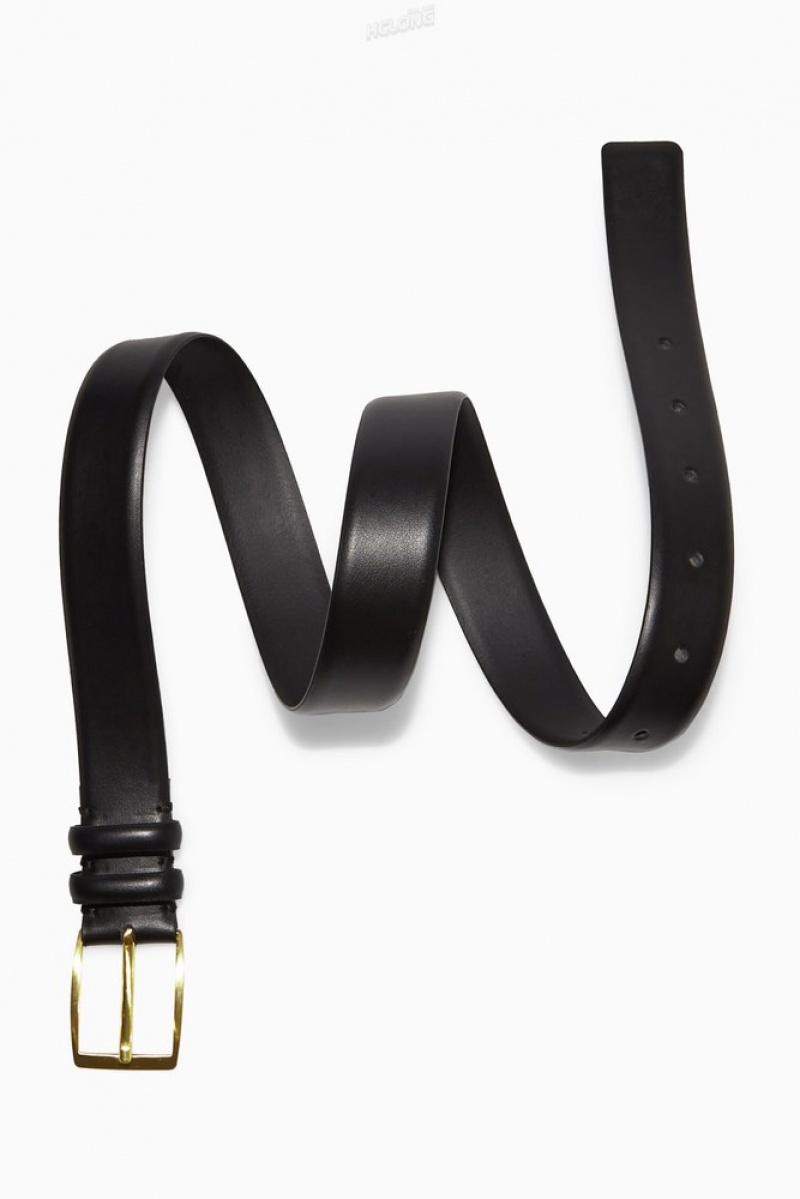 Black COS Classic Leather Belt Belts | 127560-LWS