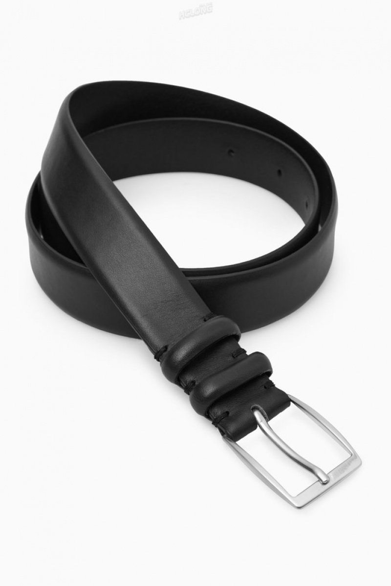 Black COS Classic Leather Belt Belts | 234659-WNH