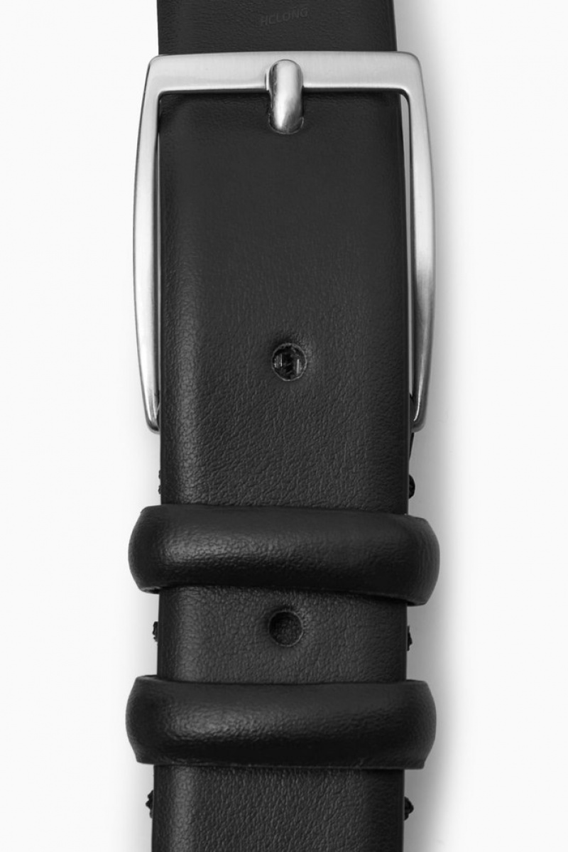 Black COS Classic Leather Belt Belts | 234659-WNH