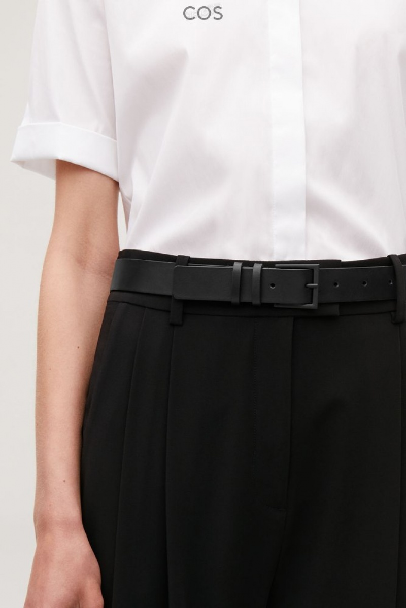 Black COS Classic Leather Belt Belts | 284970-HOS