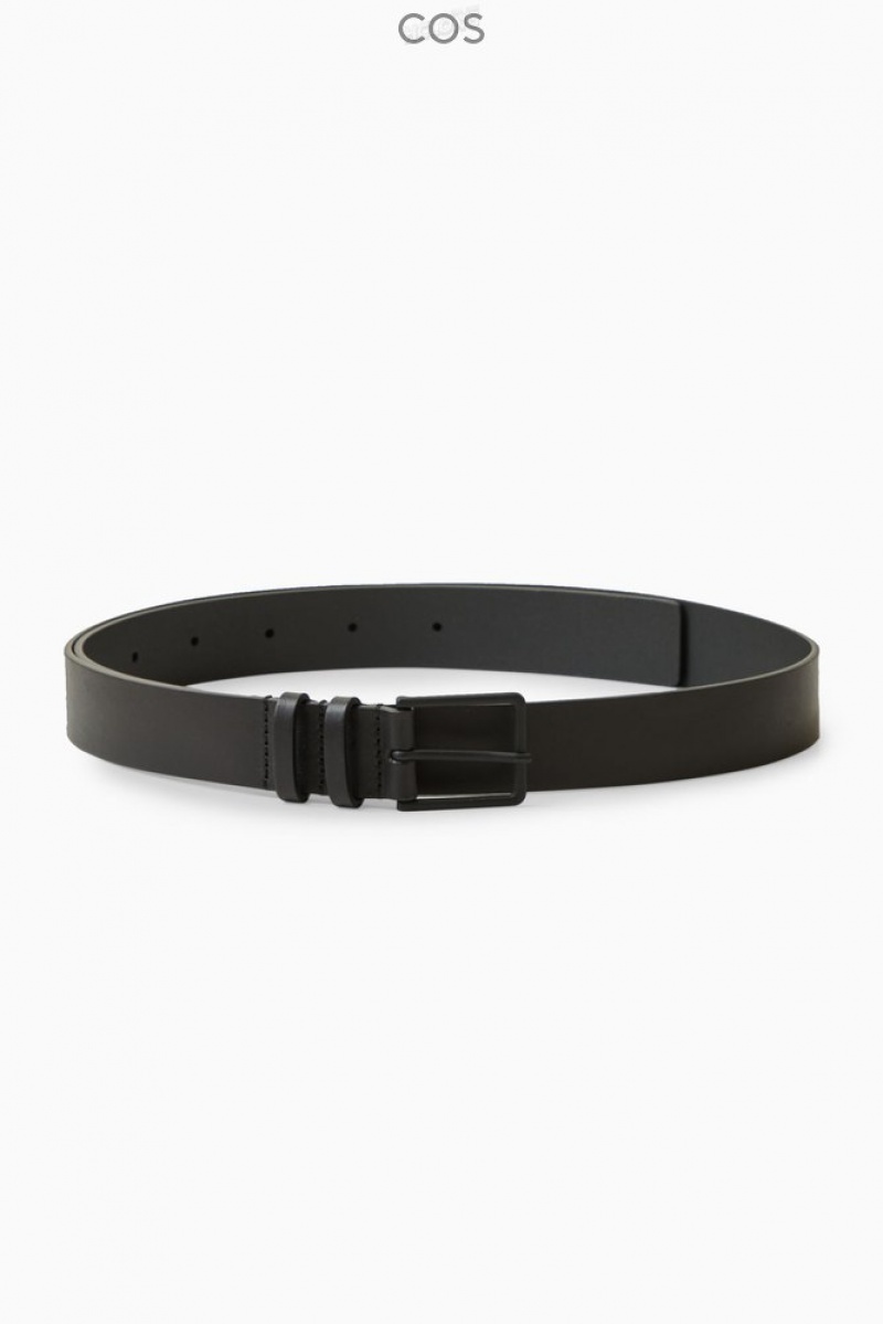 Black COS Classic Leather Belt Belts | 284970-HOS