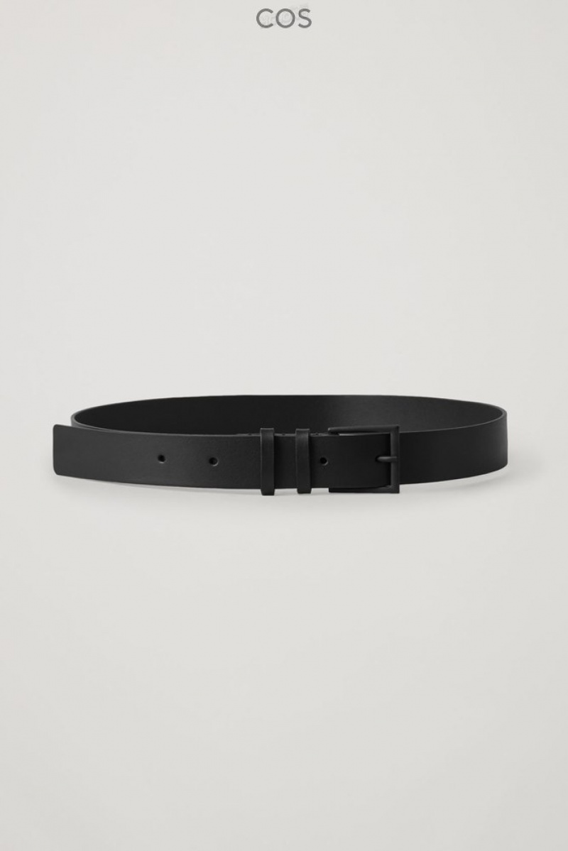 Black COS Classic Leather Belt Belts | 284970-HOS