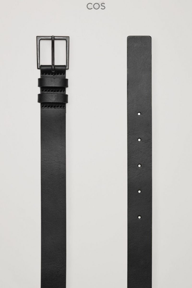 Black COS Classic Leather Belt Belts | 284970-HOS