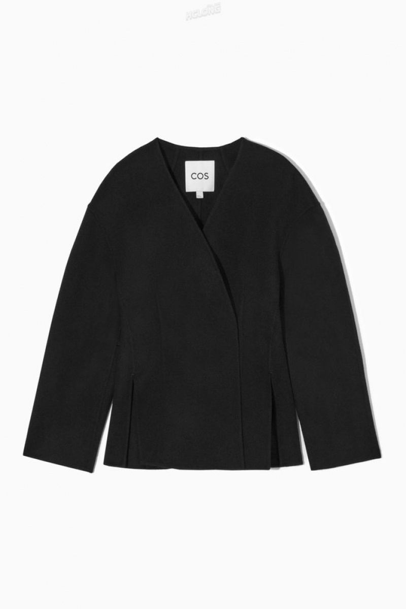 Black COS Collarless Double-Faced Wool Blazer Blazers & Tailoring | 748132-VMW