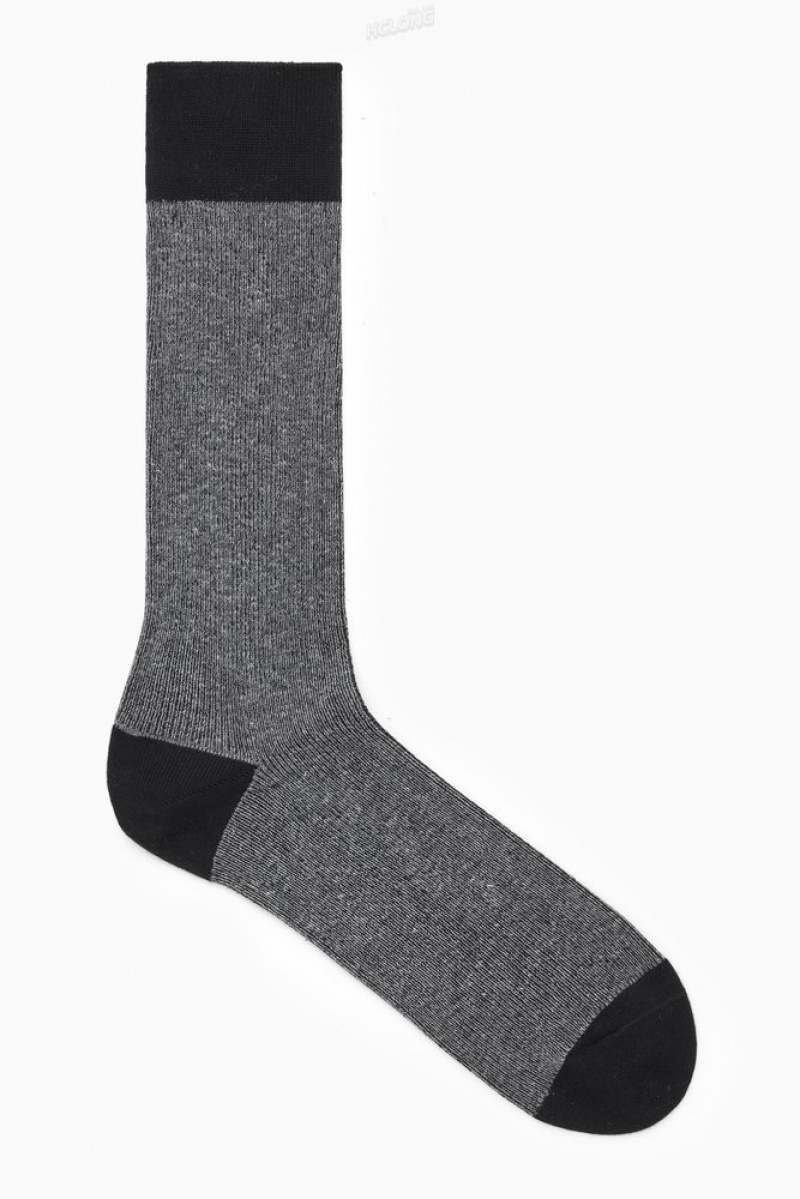 Black COS Colour-Block Mercerised Cotton Socks Socks | 298064-IYS