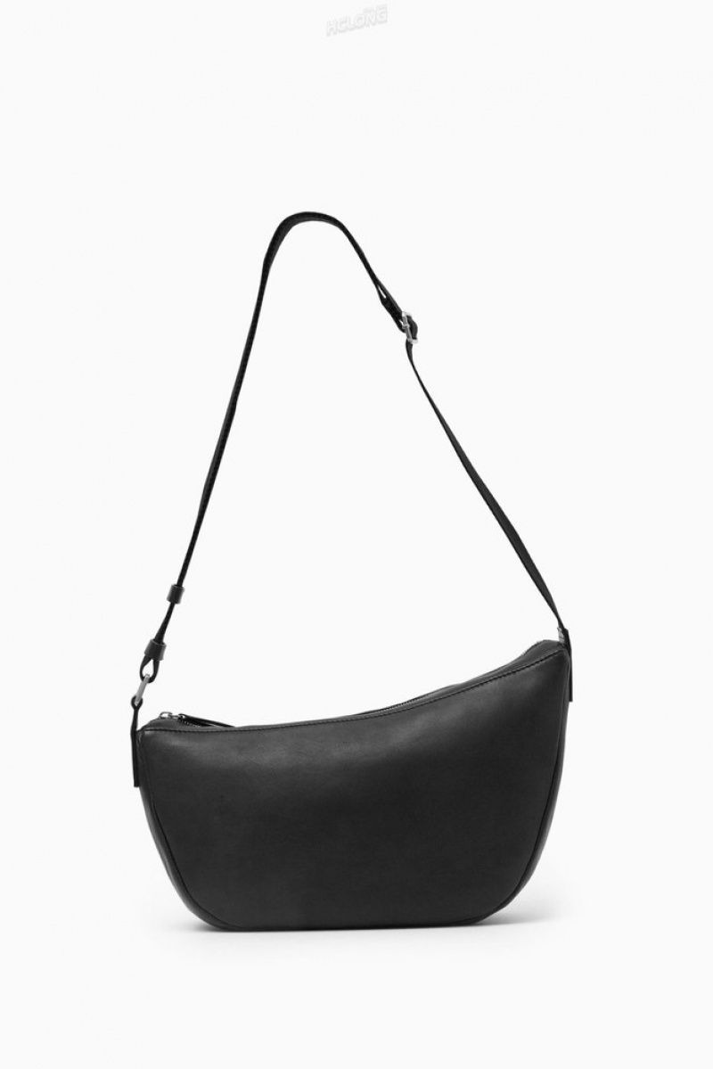 Black COS Crescent Crossbody - Leather Bags & Wallets | 873021-KZC