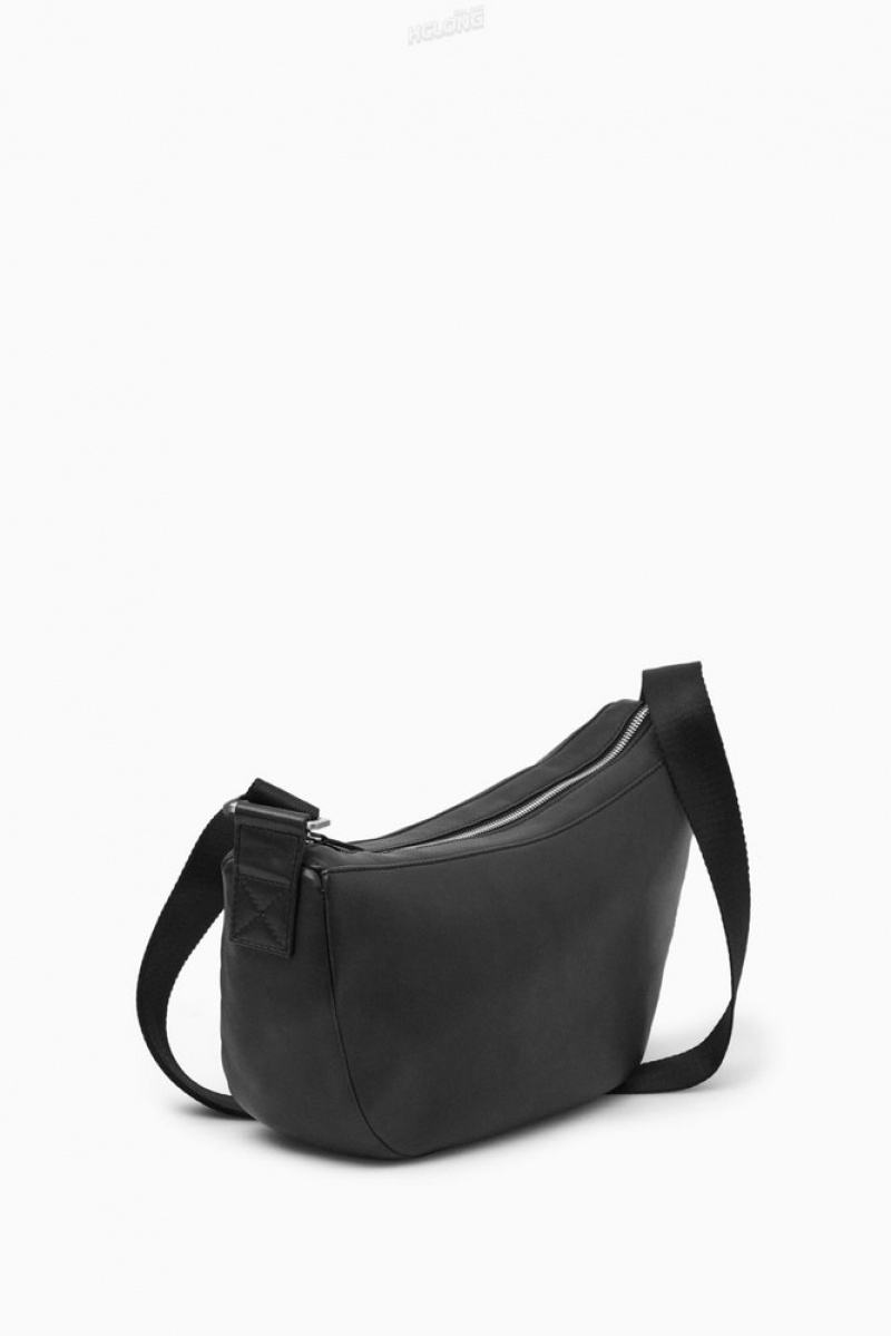 Black COS Crescent Crossbody - Leather Bags & Wallets | 873021-KZC