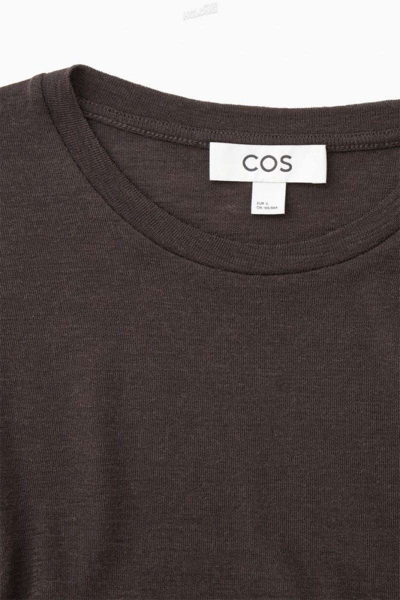 Black COS Crew-Neck Merino Wool Top Tops | 750126-NKY