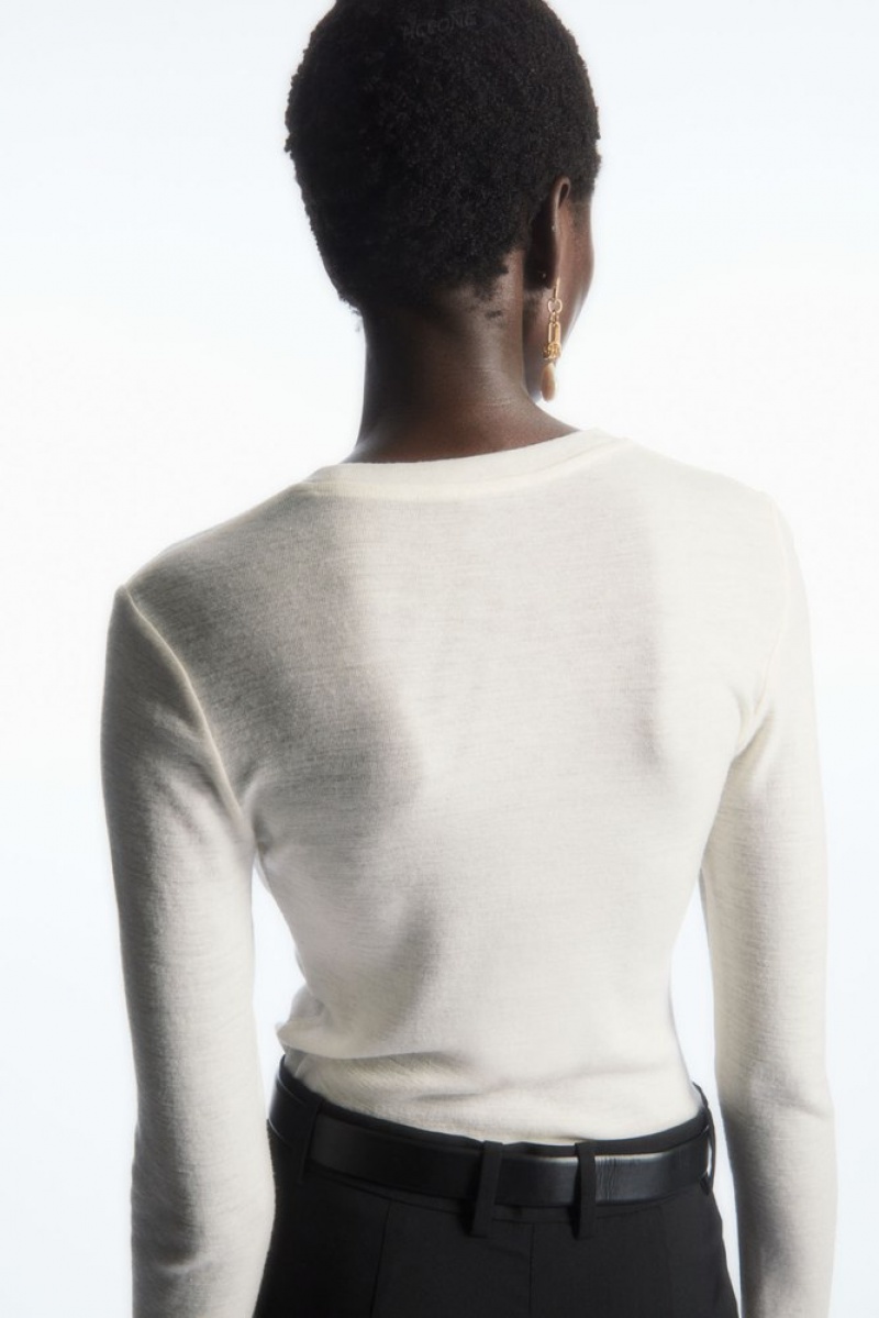 Black COS Crew-Neck Merino Wool Top Tops | 831206-YMW