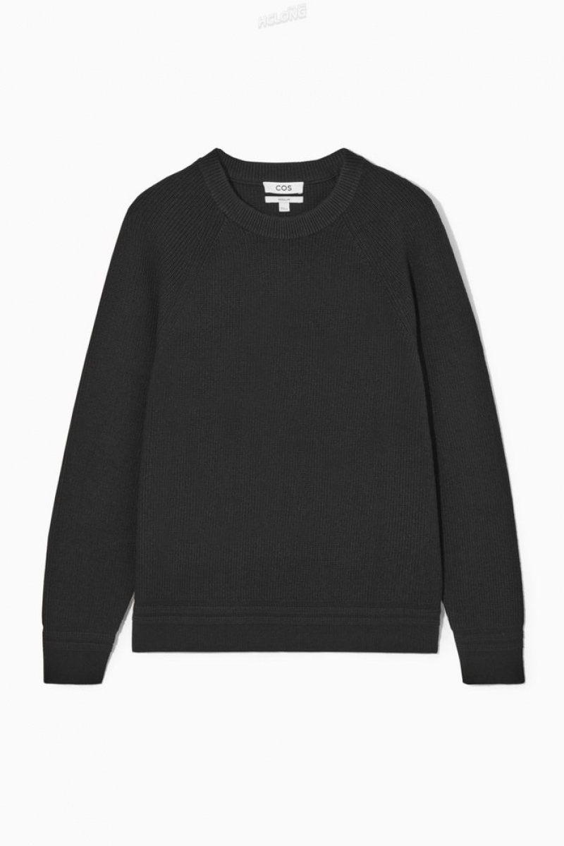 Black COS Crew-Neck Wool Sweater Sweaters & Cardigans | 859723-MZQ