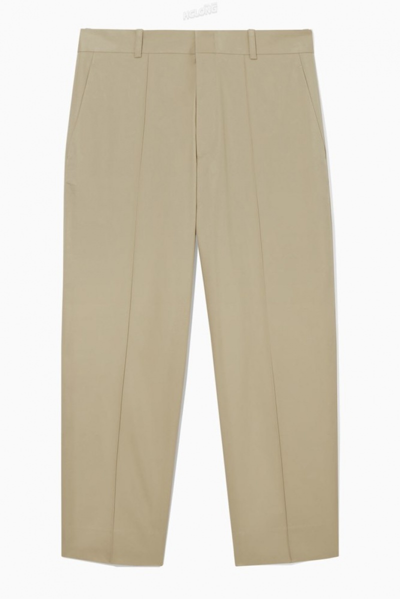 Black COS Cropped Straight-Leg Twill Pants Pants | 195320-EDH