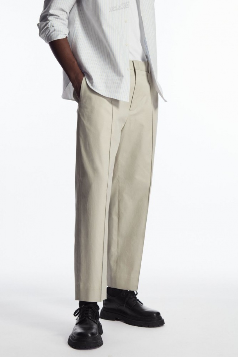 Black COS Cropped Straight-Leg Twill Trousers Trousers | 310986-EPS