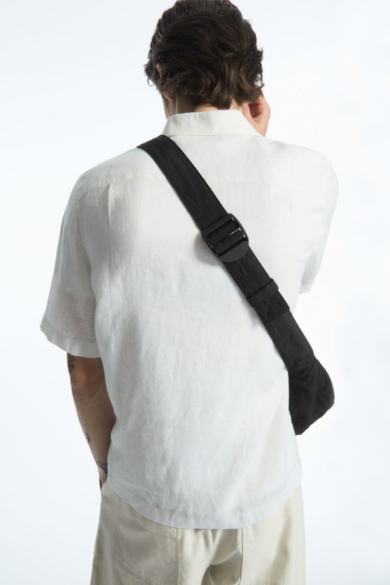 Black COS Crossbody Saddle Bag - Nylon Bags & Wallets | 210786-KAU