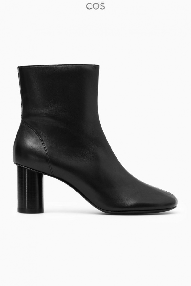 Black COS Cylinder-Heel Leather Sock Boots Boots | 420351-NIQ