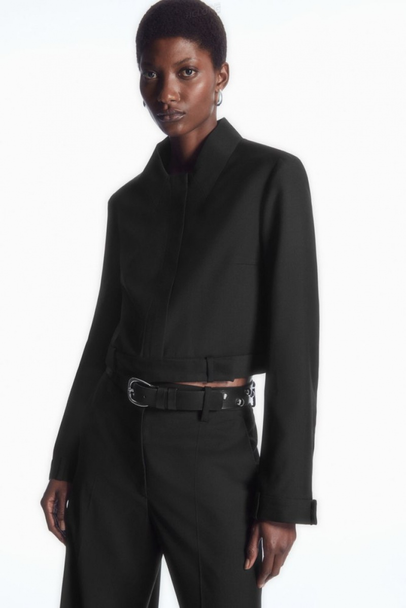 Black COS Deconstructed Tailored Jacket Coats & Jackets | 965238-UCI