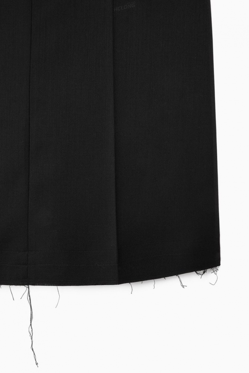 Black COS Deconstructed Wool-Blend Midi Pencil Skirt Skirts | 847539-KRO