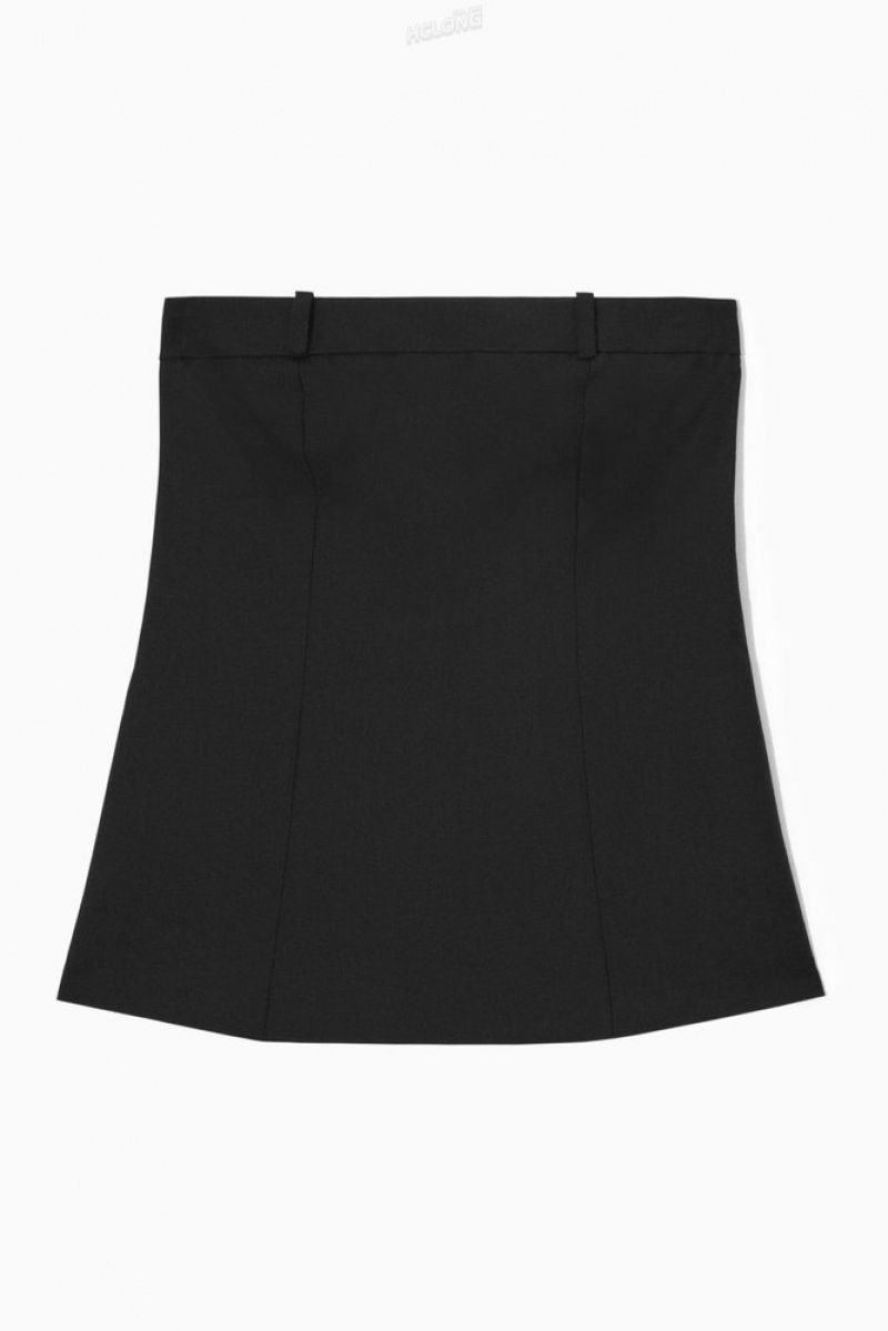 Black COS Deconstructed Wool Bustier Shirts & Blouses | 854367-ABL