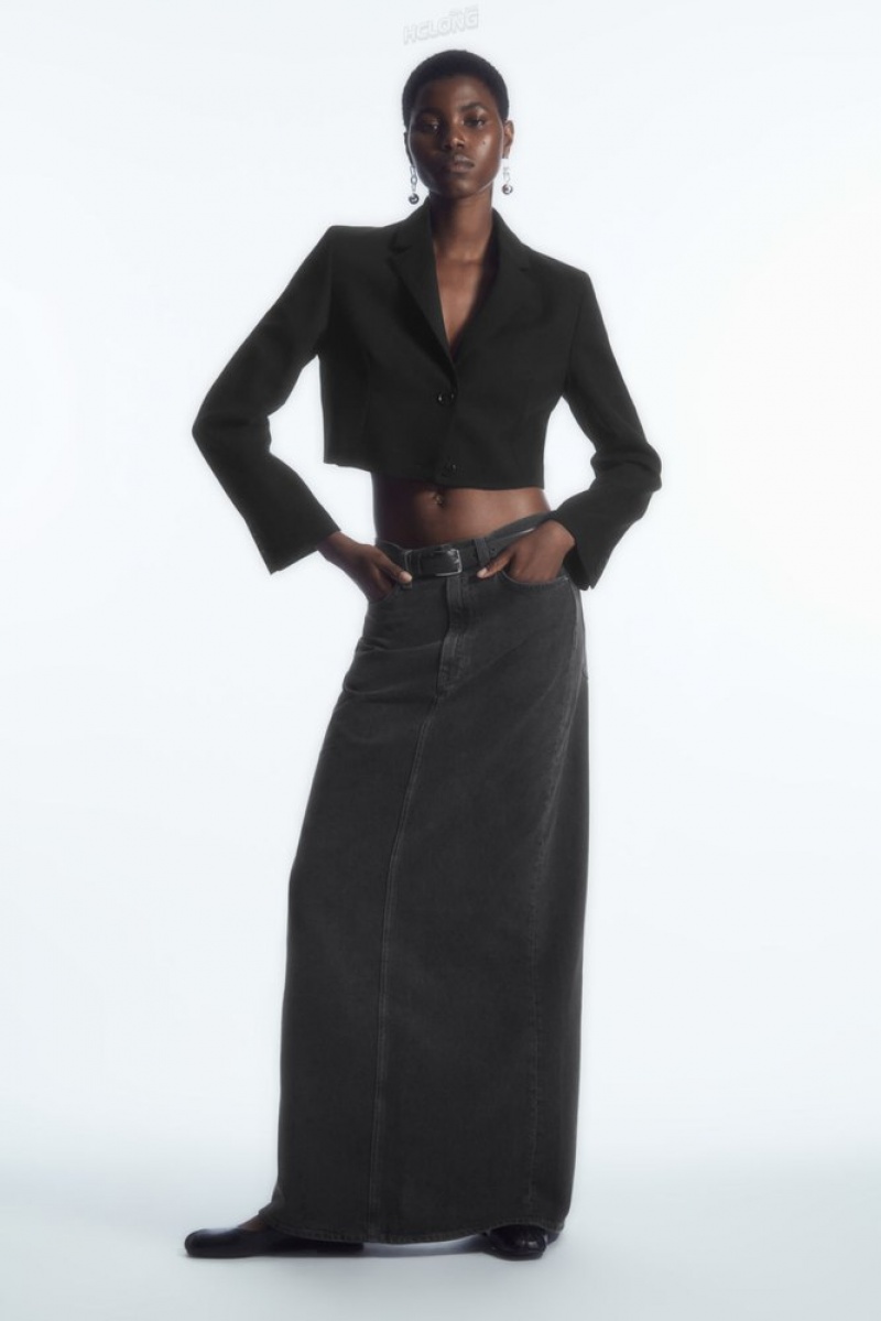 Black COS Denim Maxi Skirt Skirts | 429657-SOM