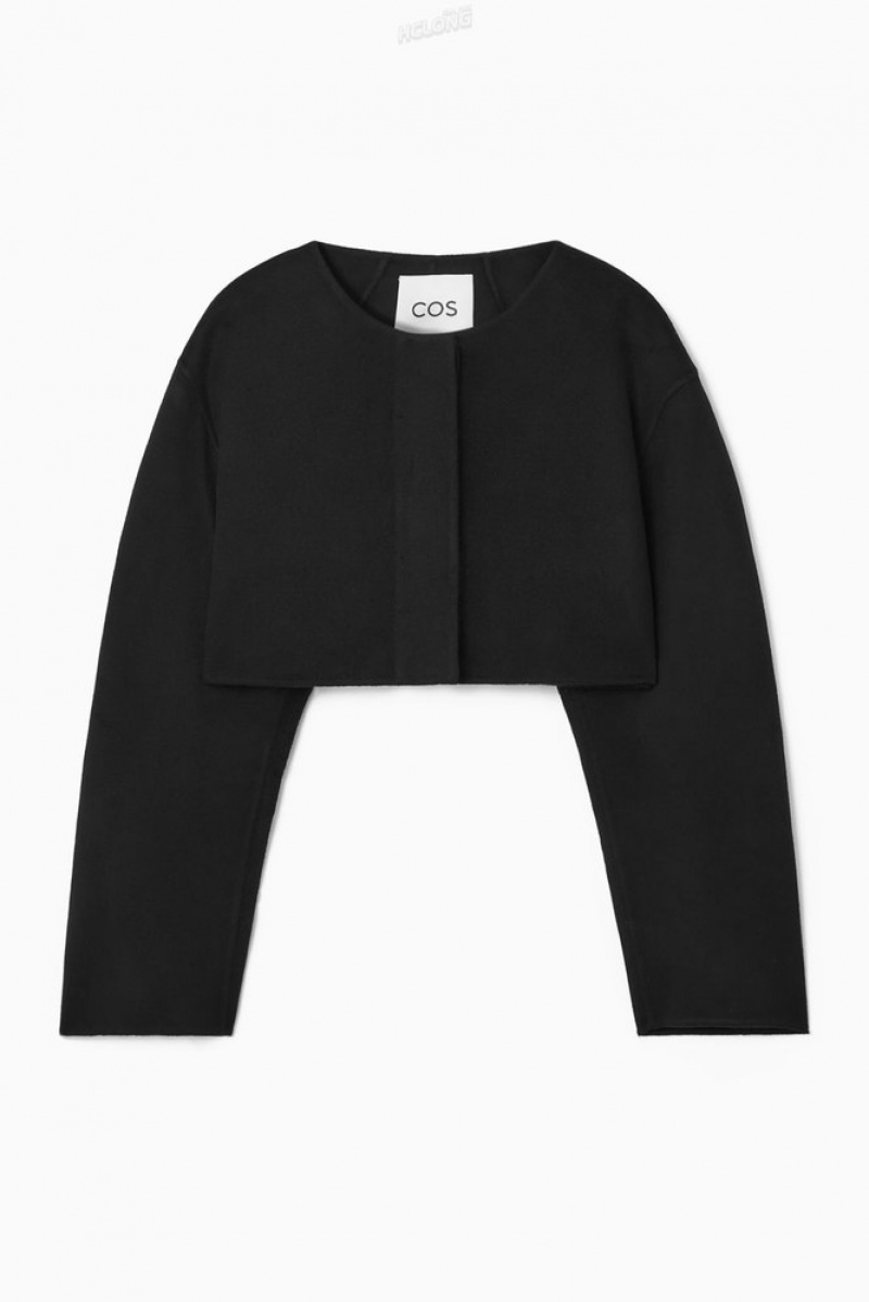 Black COS Double-Faced Cropped Hybrid Jacket Coats & Jackets | 064382-BUN