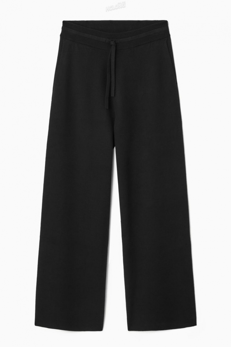 Black COS Double-Faced Knitted Joggers Pants | 834571-GUW