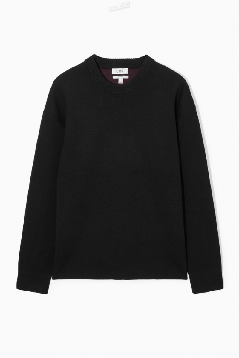 Black COS Double-Faced Merino Wool Jumper Knitwear | 502148-WRL