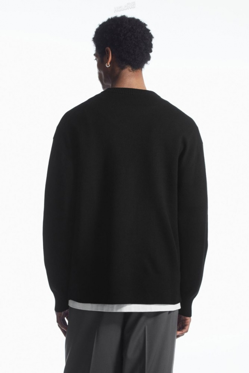 Black COS Double-Faced Merino Wool Sweater Sweaters & Cardigans | 645079-QBU