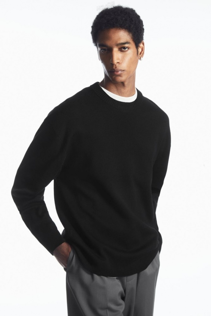 Black COS Double-Faced Merino Wool Sweater Sweaters & Cardigans | 645079-QBU