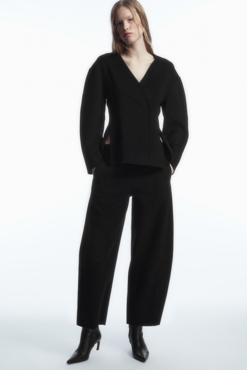 Black COS Double-Faced Wool Balloon-Leg Pants Pants | 764985-HFJ