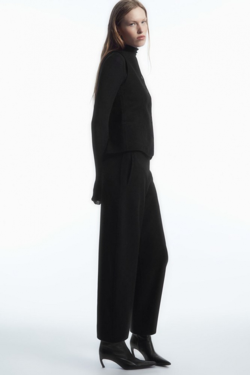 Black COS Double-Faced Wool Balloon-Leg Pants Pants | 764985-HFJ