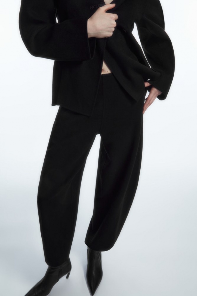 Black COS Double-Faced Wool Balloon-Leg Pants Pants | 764985-HFJ