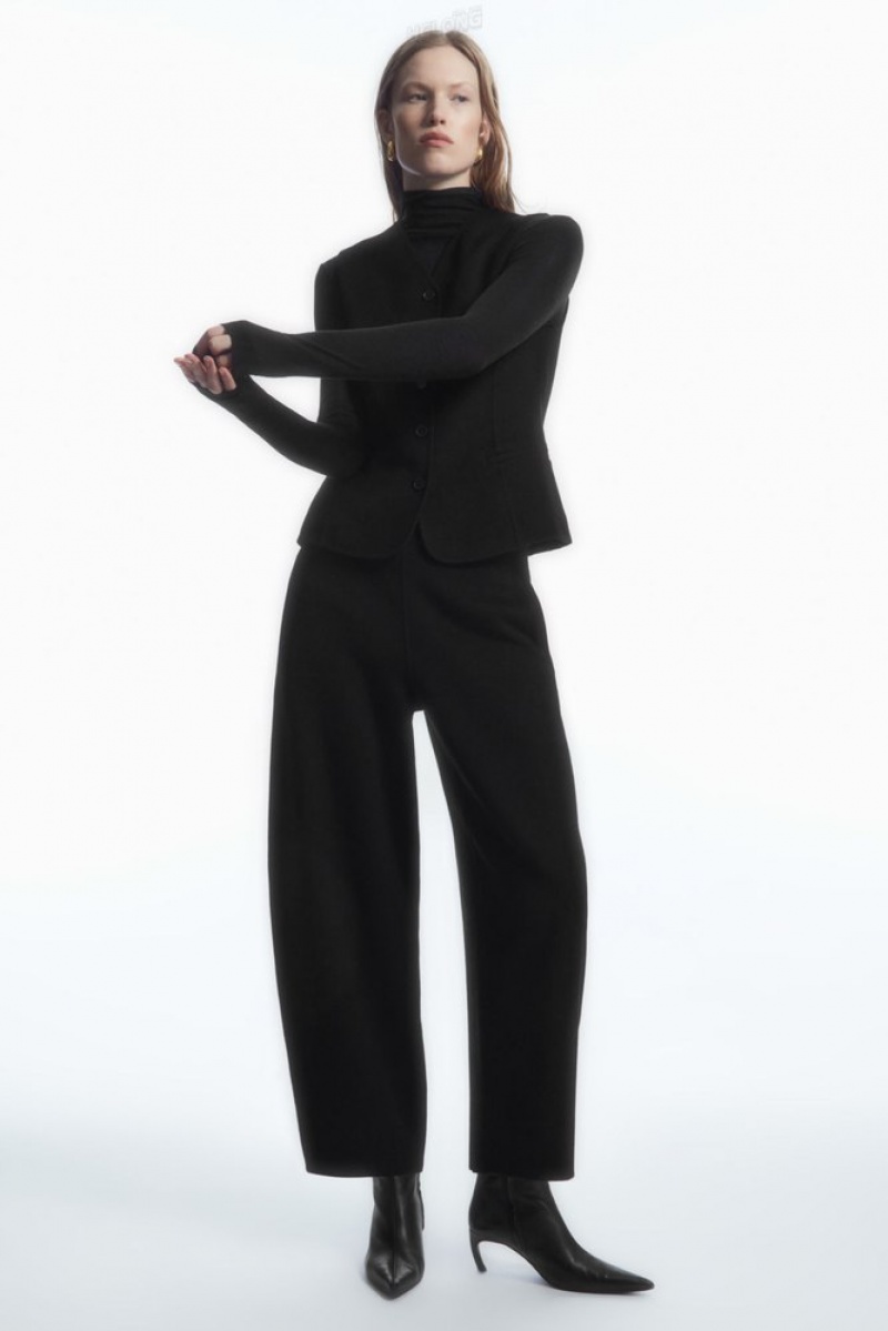 Black COS Double-Faced Wool Balloon-Leg Pants Pants | 764985-HFJ