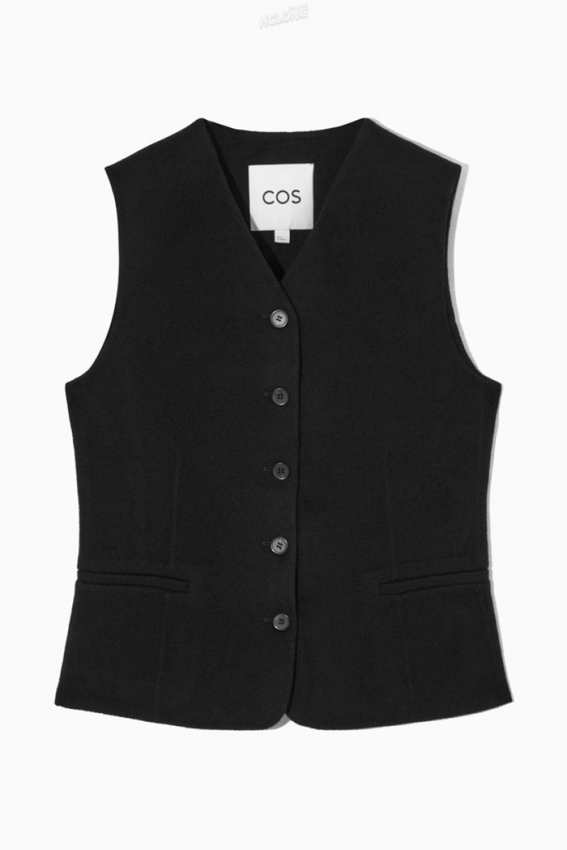 Black COS Double-Faced Wool Waistcoat Blazers & Tailoring | 534298-YWL