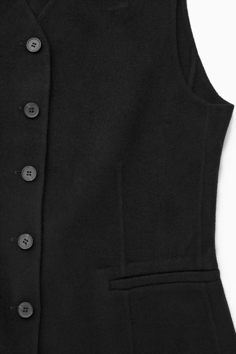 Black COS Double-Faced Wool Waistcoat Blazers & Tailoring | 534298-YWL