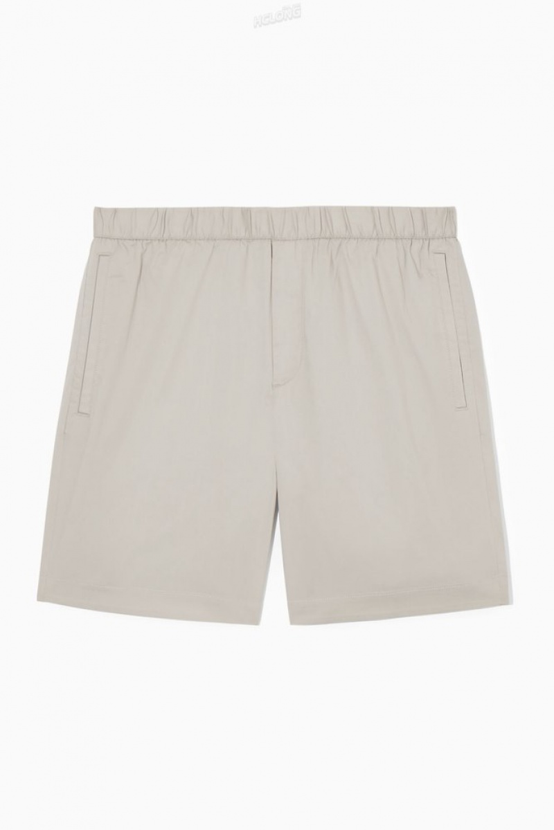 Black COS Elasticated Cotton-Blend Shorts Shorts | 145638-XSW