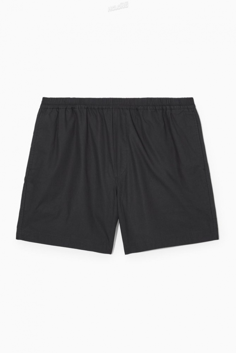 Black COS Elasticated Poplin Shorts Shorts | 247089-DTW