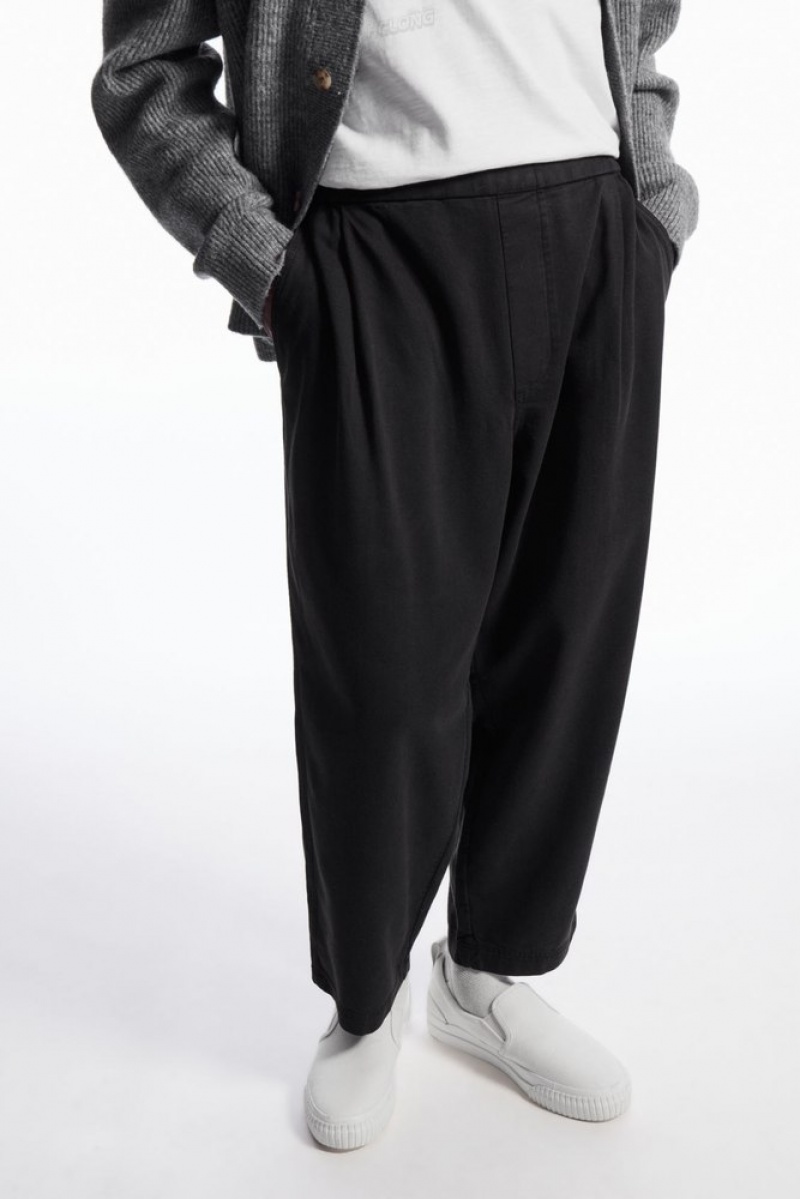 Black COS Elasticated Twill Pants Suit Pants | 061985-YTL