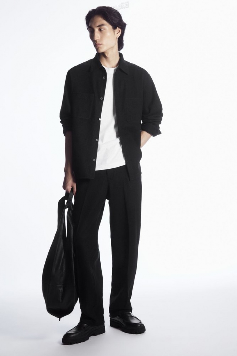 Black COS Elasticated Wool Pants Pants | 872953-TOP