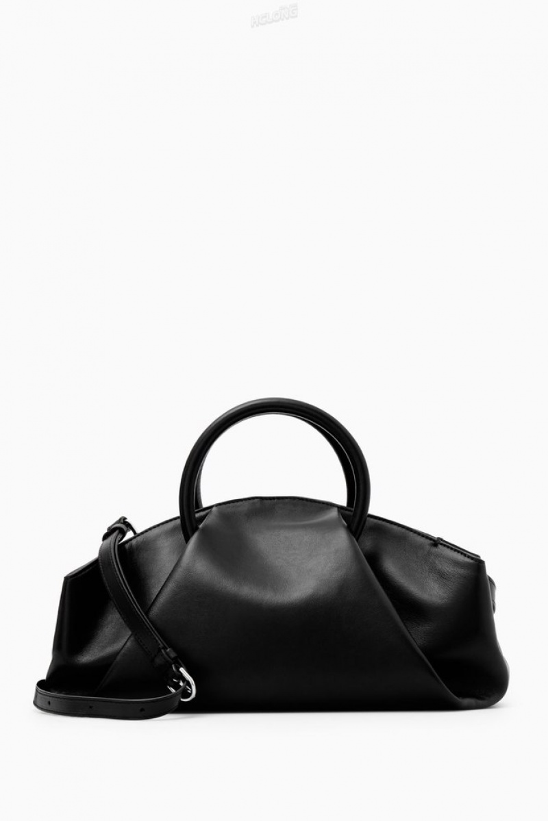 Black COS Fold Shoulder Bag - Leather Bags | 514870-EVZ