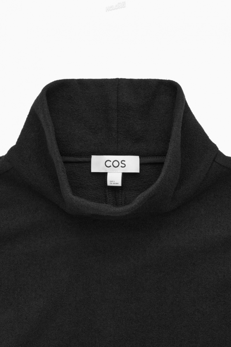 Black COS Funnel-Neck Boiled Wool Top Sweaters & Cardigans | 067431-FIR