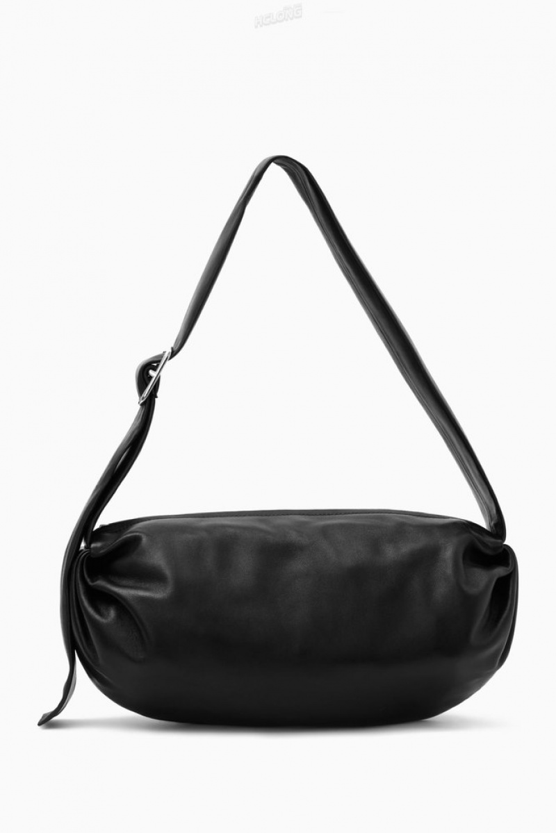 Black COS Gathered Crossbody - Leather Bags | 526741-ZDT