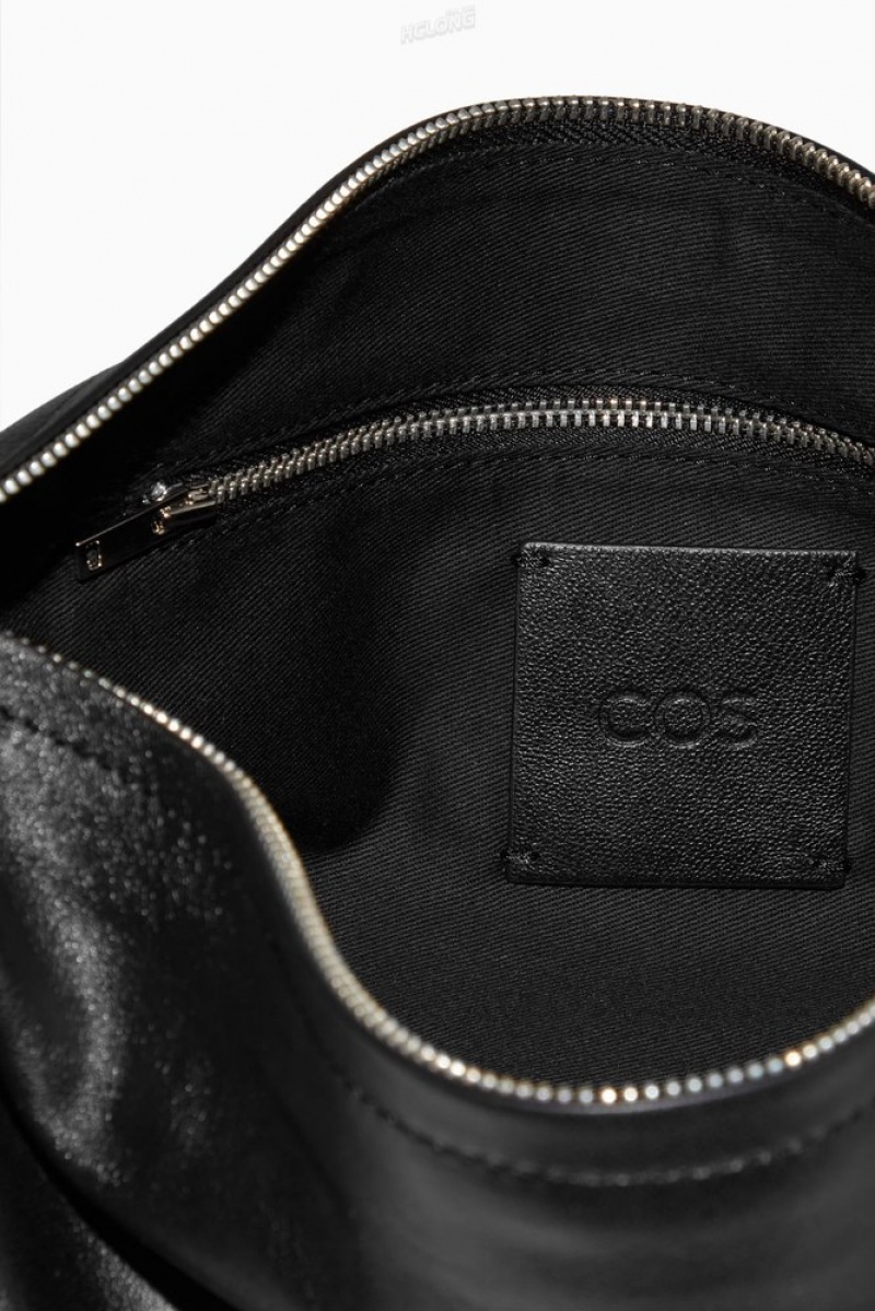 Black COS Gathered Crossbody - Leather Bags | 526741-ZDT