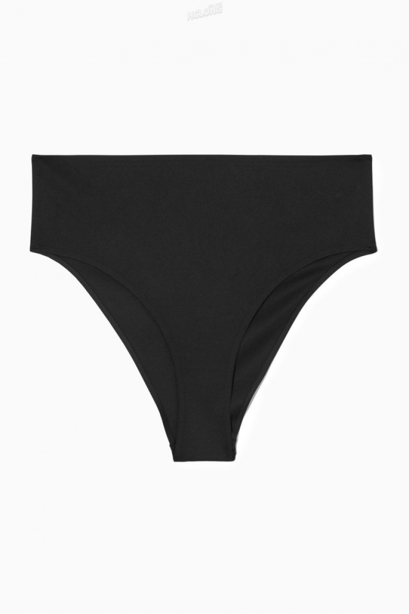 Black COS High-Waisted Bikini Briefs Swimwear | 604923-QMU