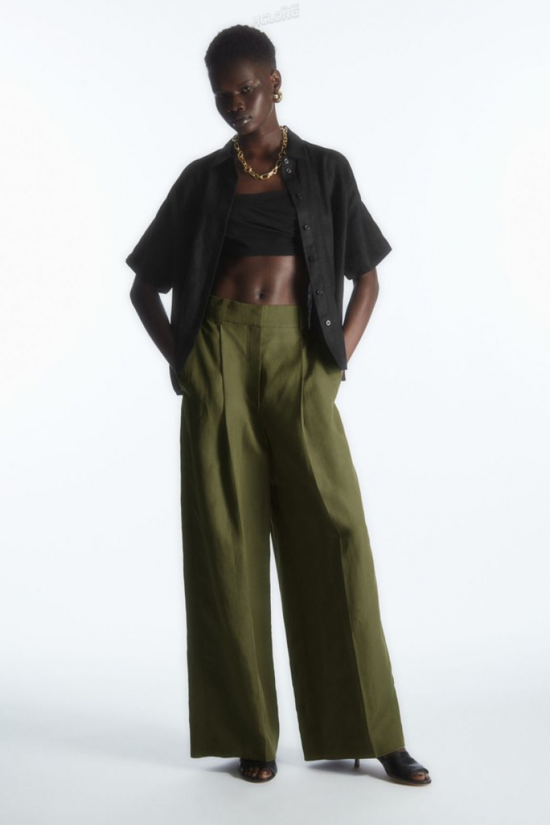 Black COS High-Waisted Wide-Leg Pants Pants | 179683-YSR