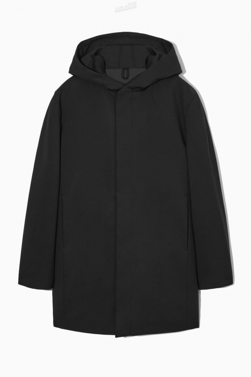 Black COS Hooded Padded Parka Coats & Jackets | 813296-HLO