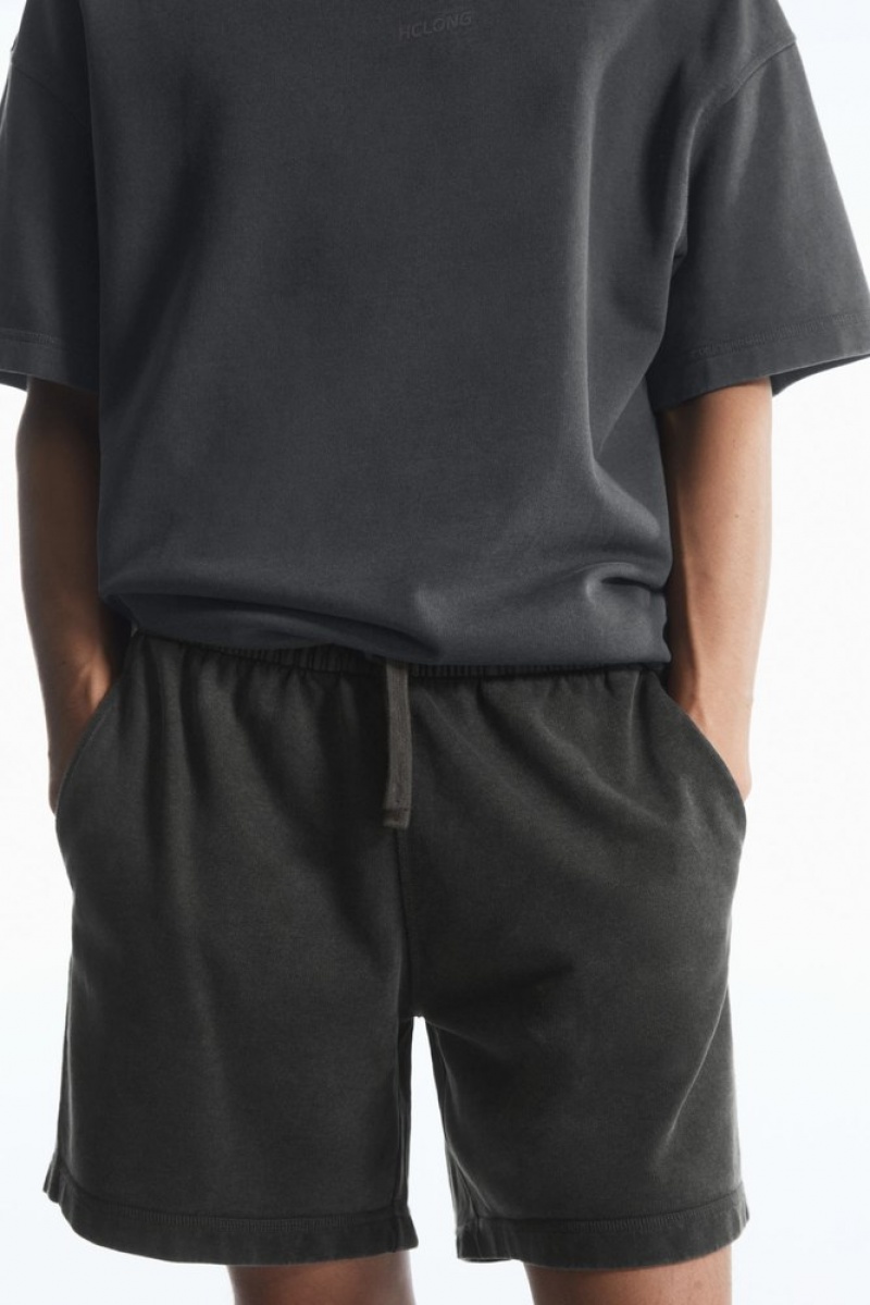 Black COS Jersey Drawstring Shorts Shorts | 638901-BQH