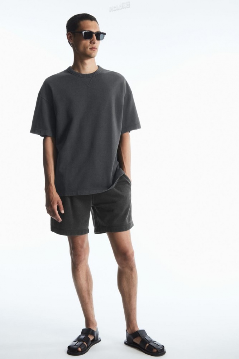 Black COS Jersey Drawstring Shorts Shorts | 638901-BQH